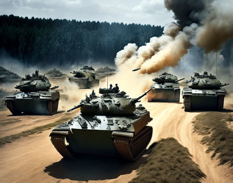tank battle, world war II. epic explosions, soldie