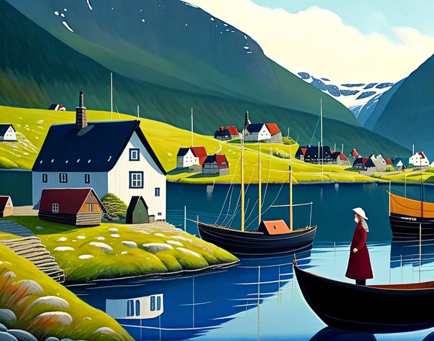 A village in fjords. Dee Nickerson style