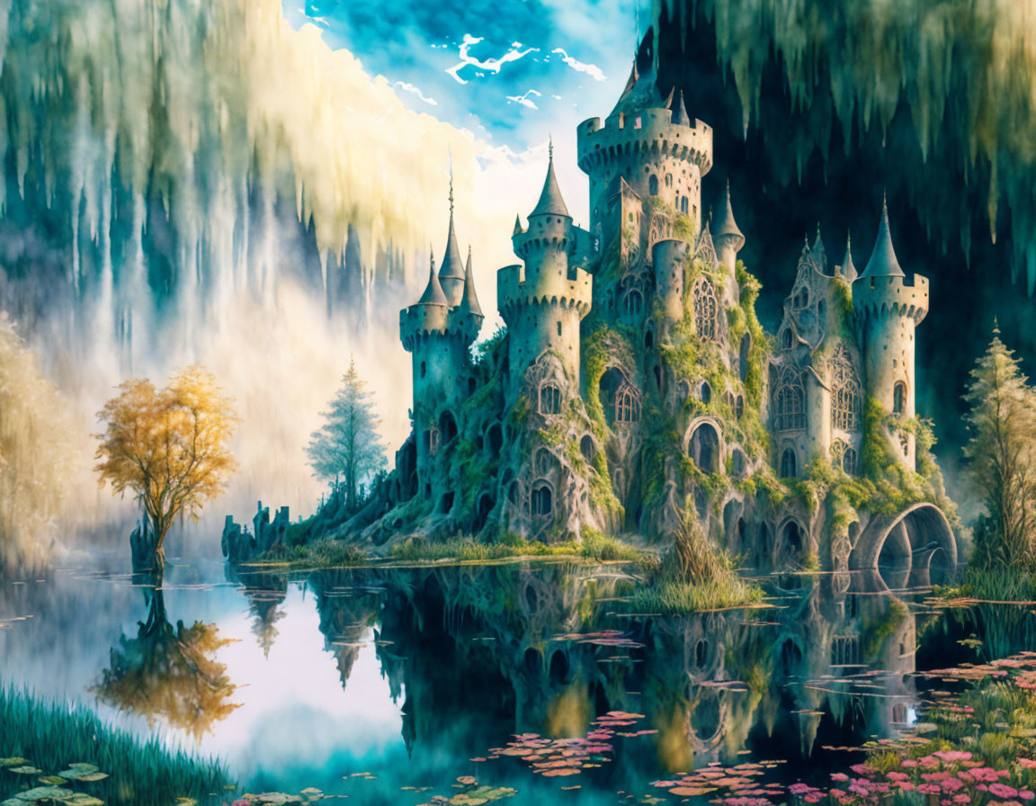 Abandoned castle in a gifty swamp