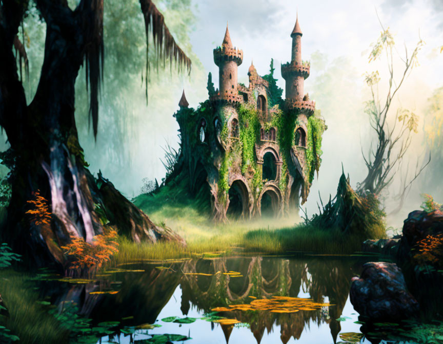 Abandoned castle in a gifty swamp