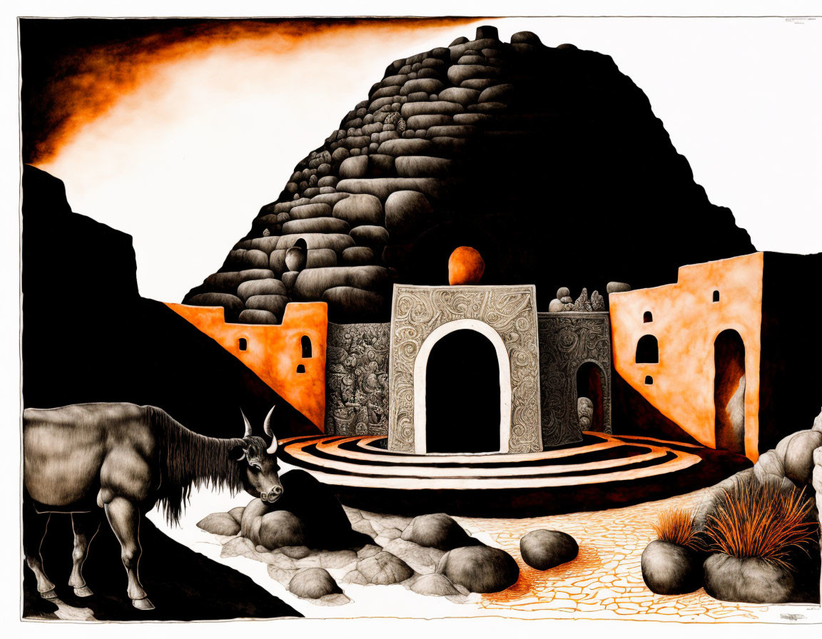 Cretan Labyrinth with Minotaur