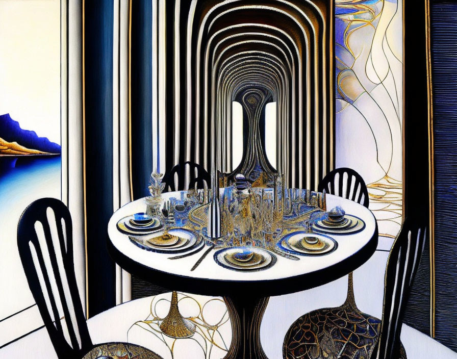 Dining room in the hyperboloid world