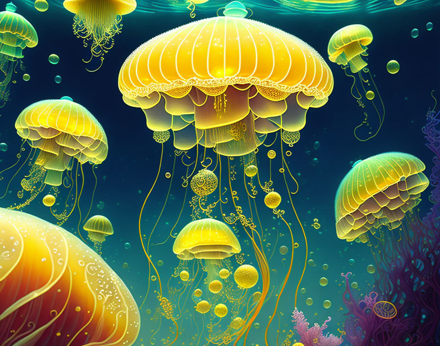  yellow jellyfish batiscaphe
