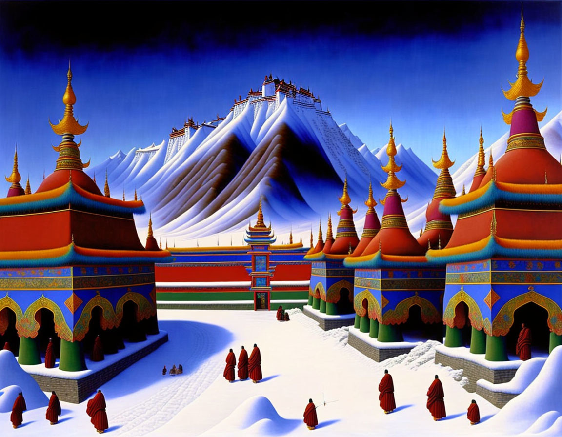  Winter in Lhasa, Buddhist monks near Potala 