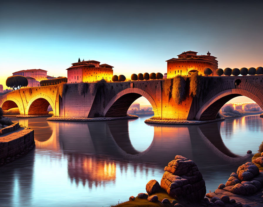 Bridge over Tiber in Rome