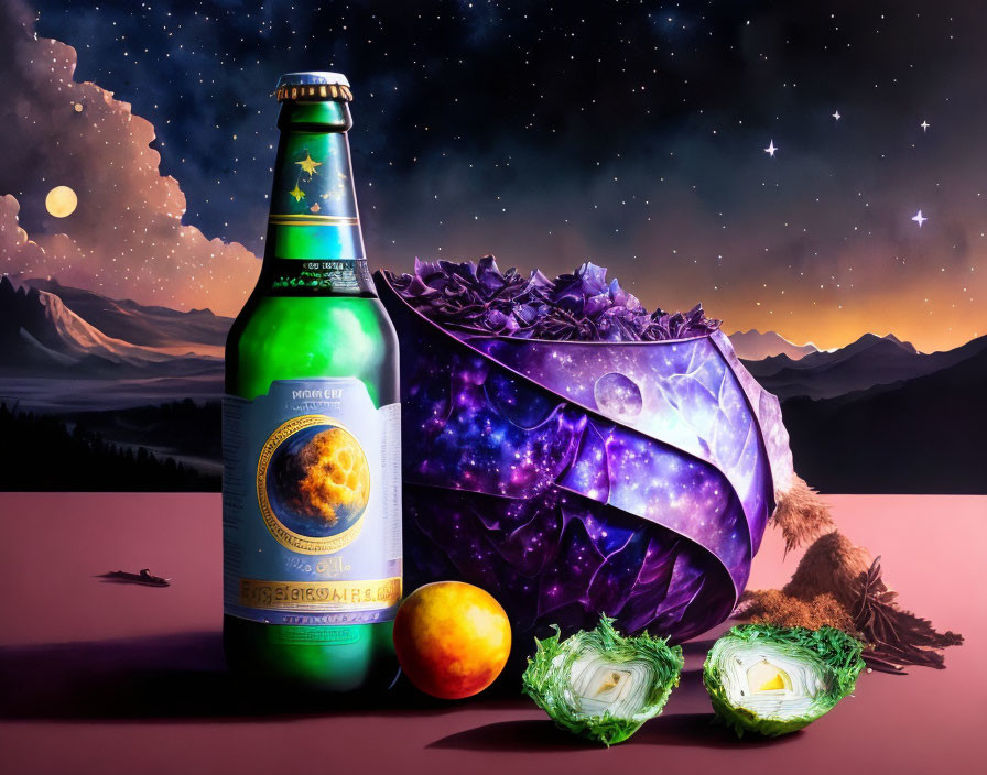 cabbage, beer, moon