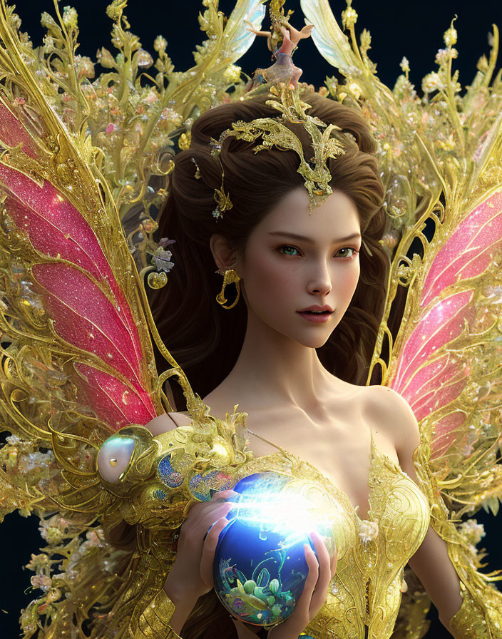Firefly fairy with wonderful and colorful wings