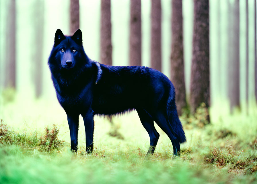 Black Wolf in Forest