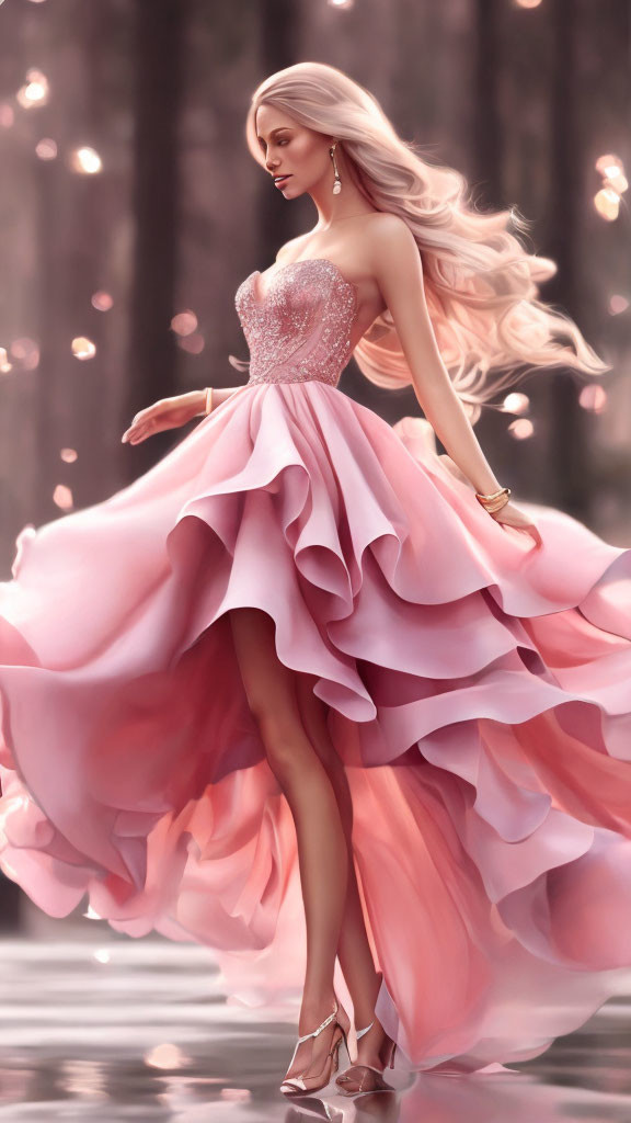 Donna elegante in rosa