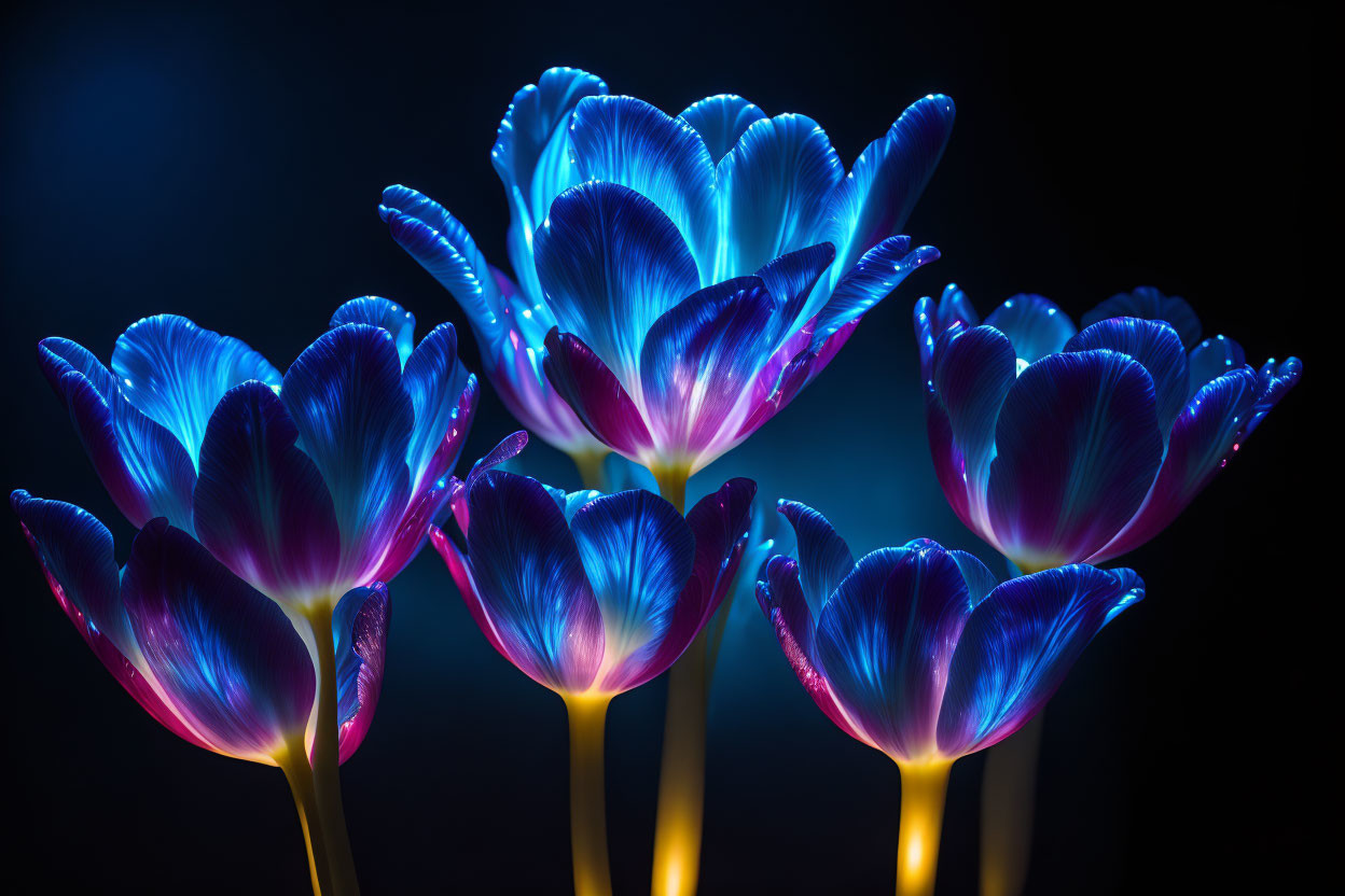 A group of Tulips invaded by the moonlight