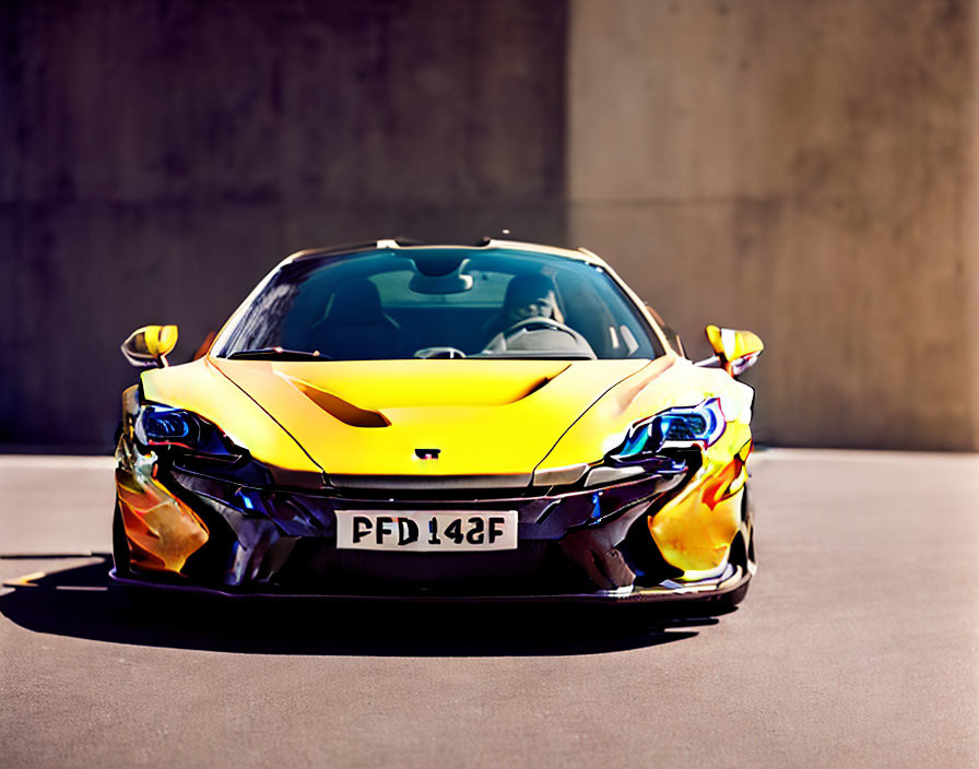 Sleek Aerodynamic Yellow Sports Car in Bright Sunlight
