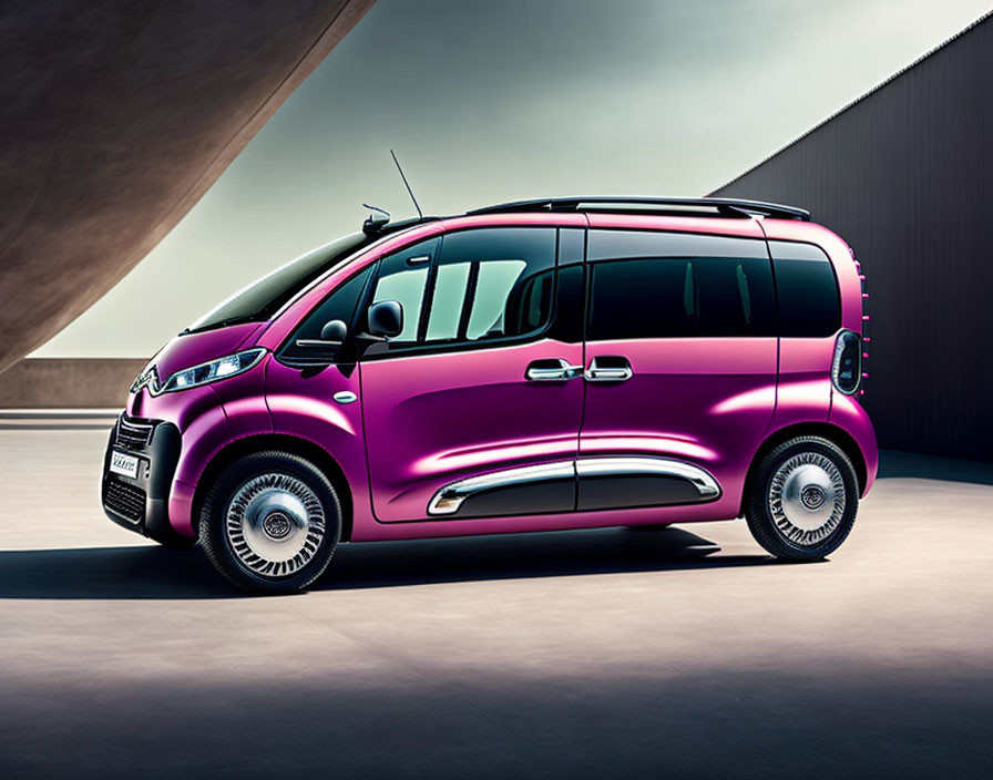 Metallic Purple Minivan with Sleek Design and Stylish Alloy Wheels