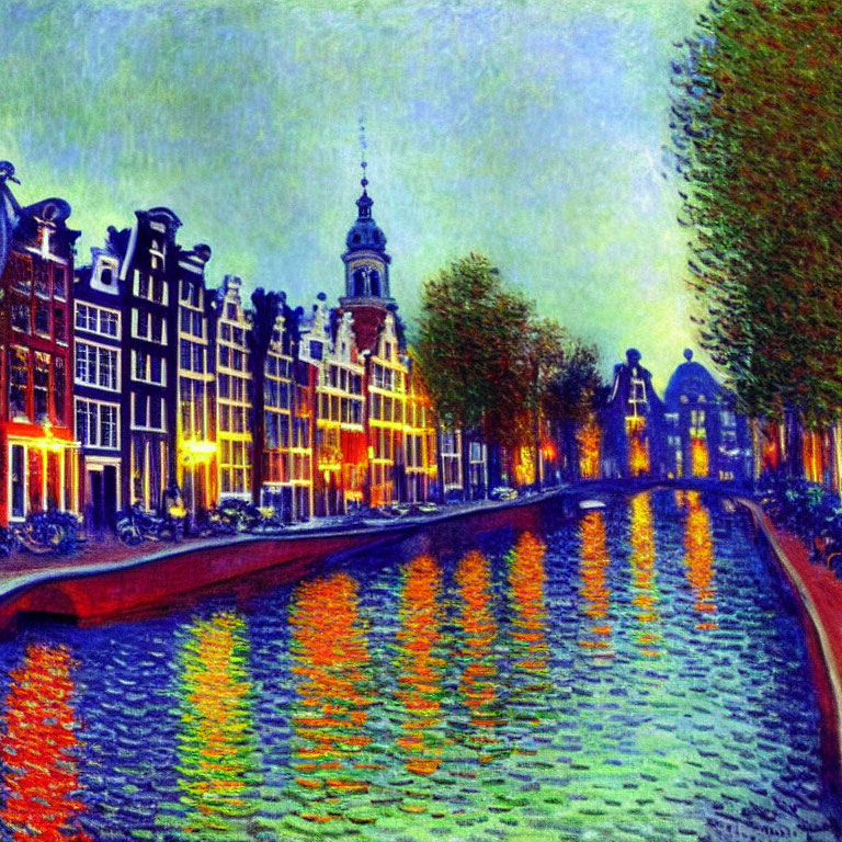 Amsterdam with gracht and evening light 