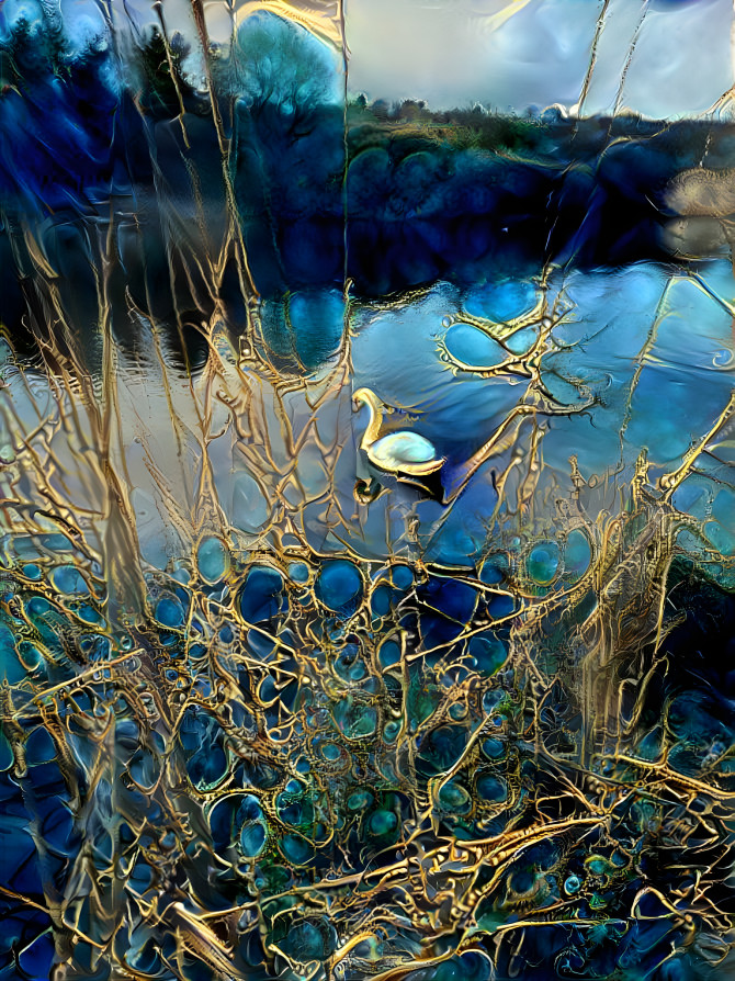 Golden Secret lake with Swan 