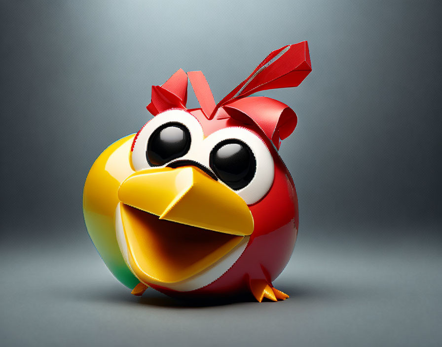 3D animated model of Red character from Angry Birds on gray background
