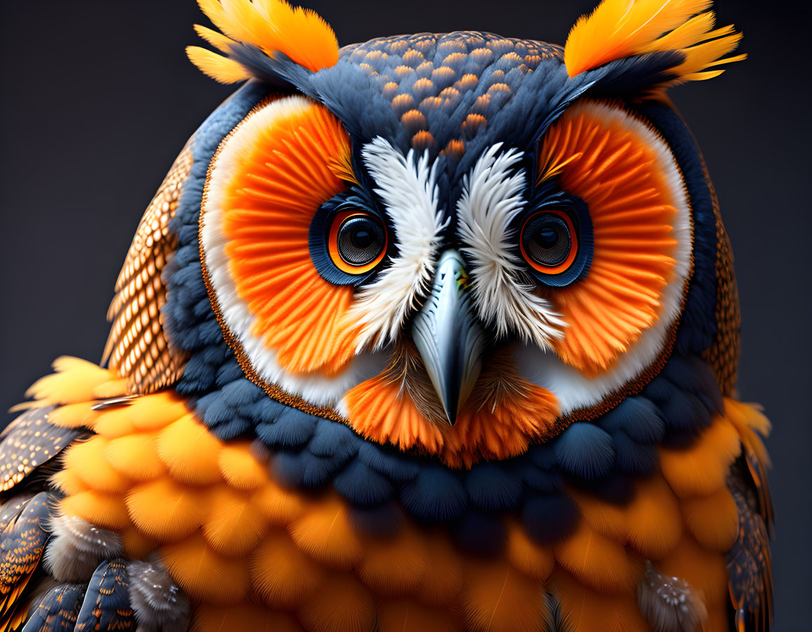 Colorful 3D Owl Illustration with Detailed Feathers
