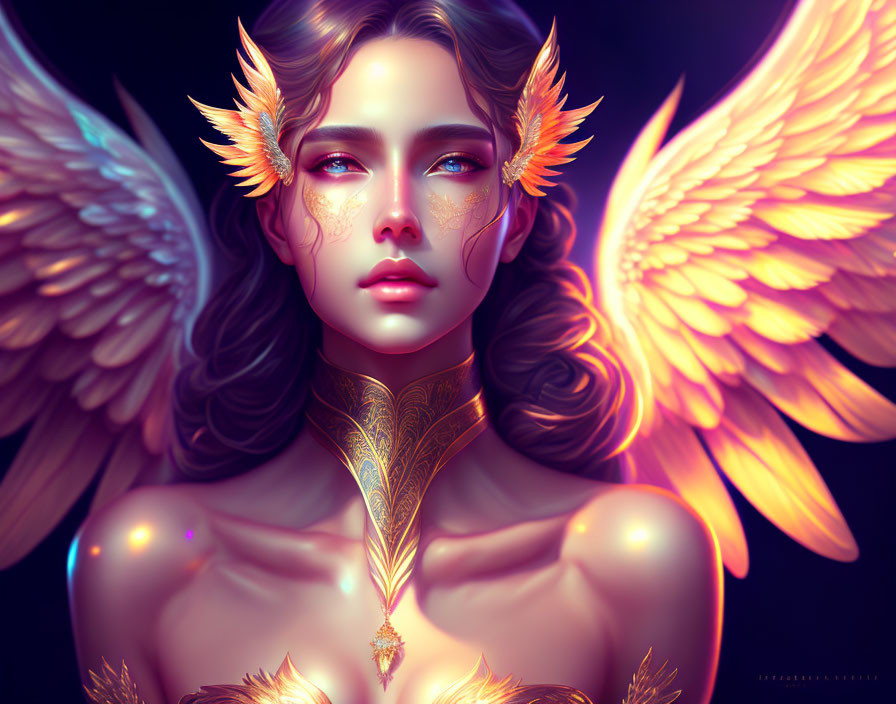 drawing of a beautiful angel with beautiful face, long | Midjourney