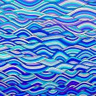 Layered Paper Art: Blue Ocean Scene with Waves and Sailboat