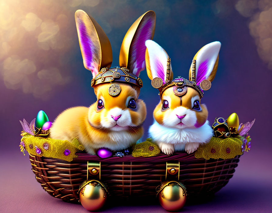 Easter Basket of Steampunk Bunnies