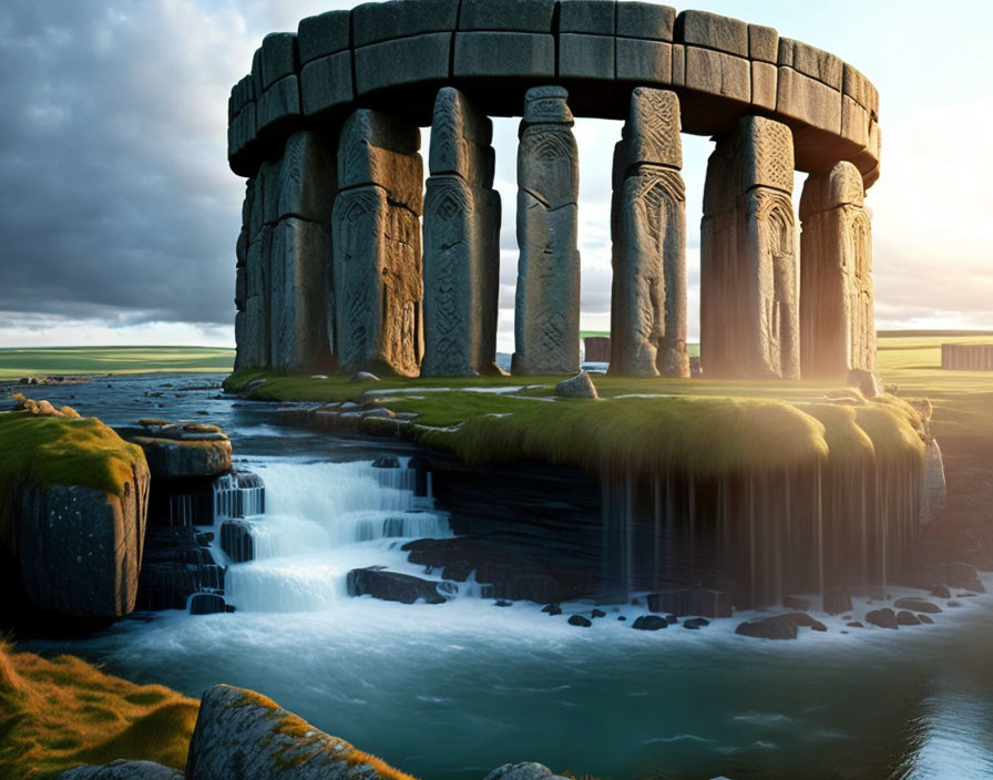Stone Henge in a river