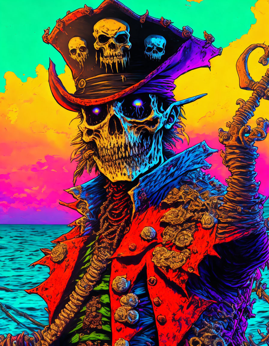 pirate who's a captain and skeleton 