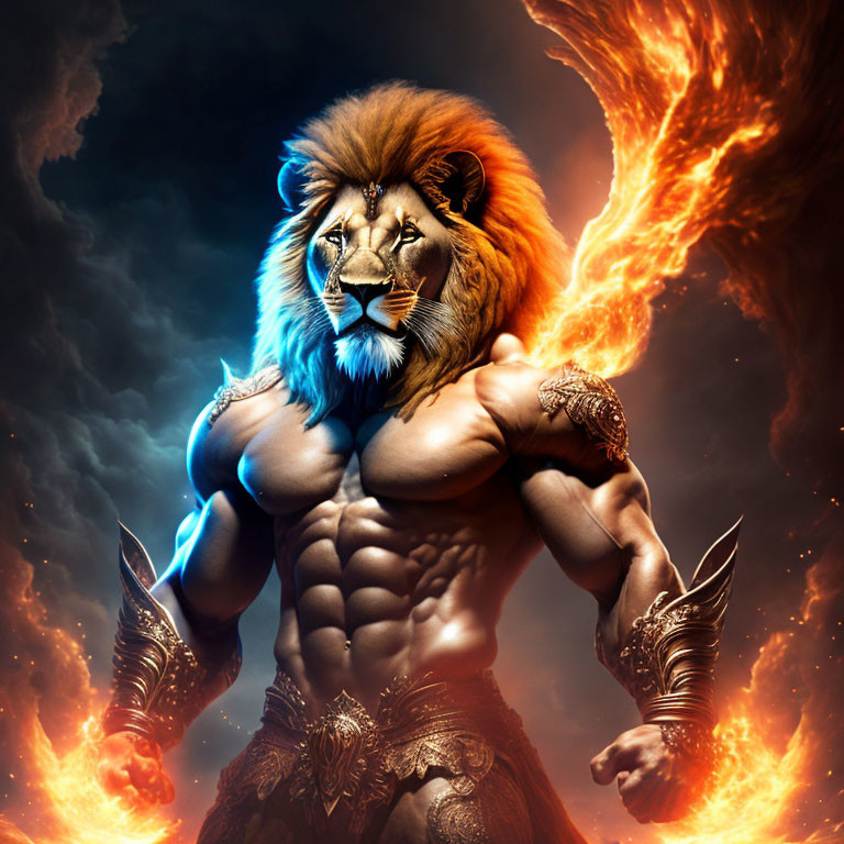 Lions Face on Red Fire  Live Wallpaper  free download