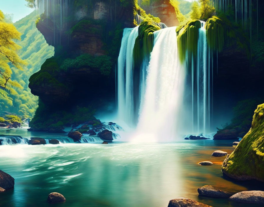 Nature's Symphony: Serene Rivers & Cascading Falls
