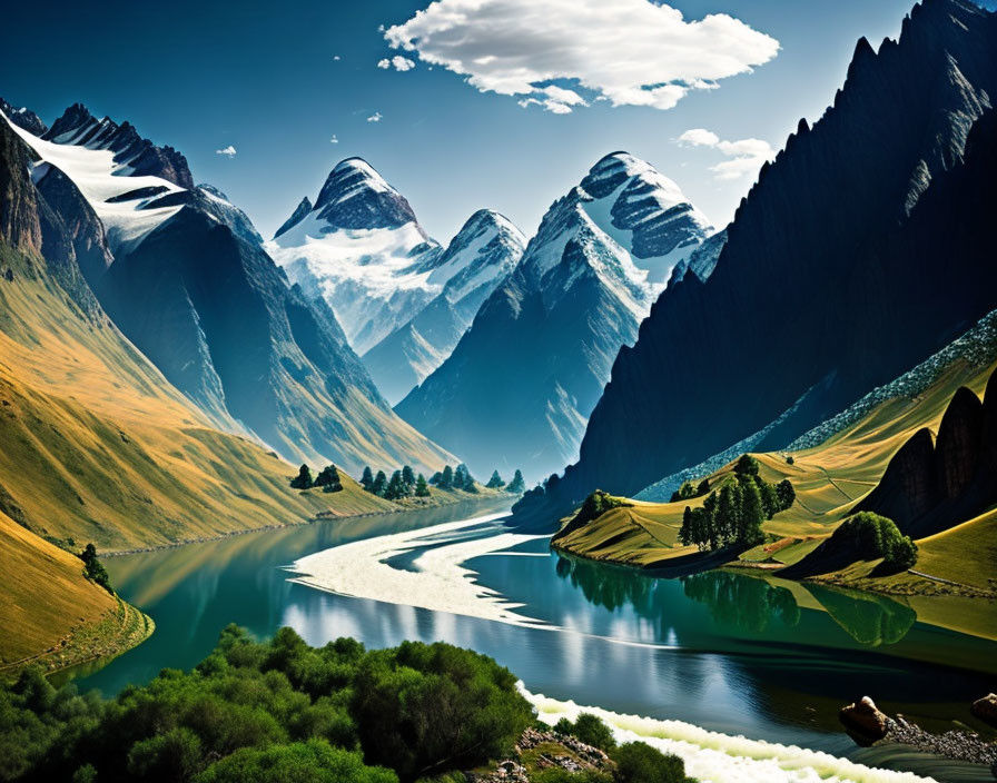 Majestic Mountain Ranges and Serene Rivers: Nature
