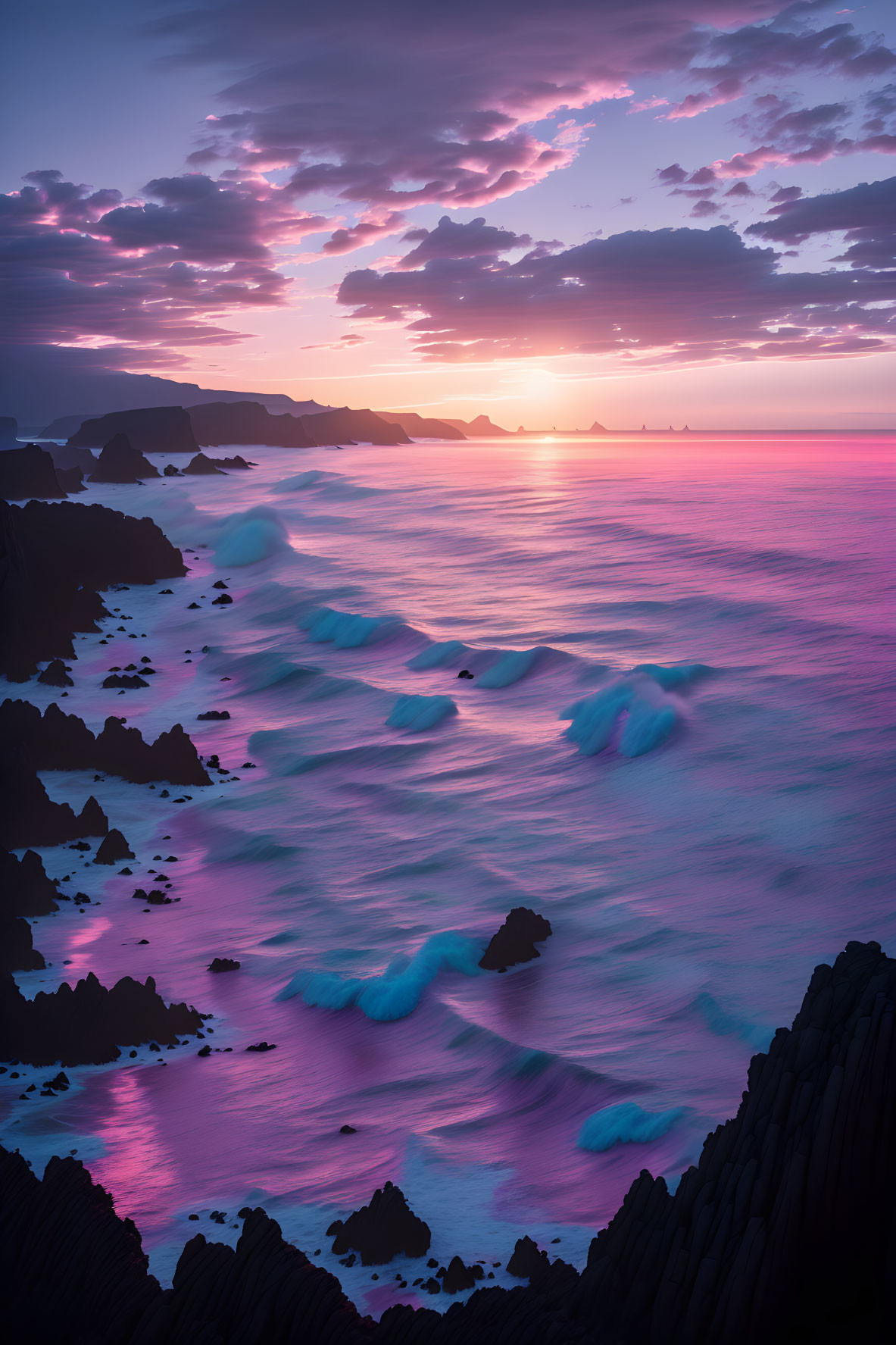 Enchanted Shores:A Pink Paradise of Sea and Stones