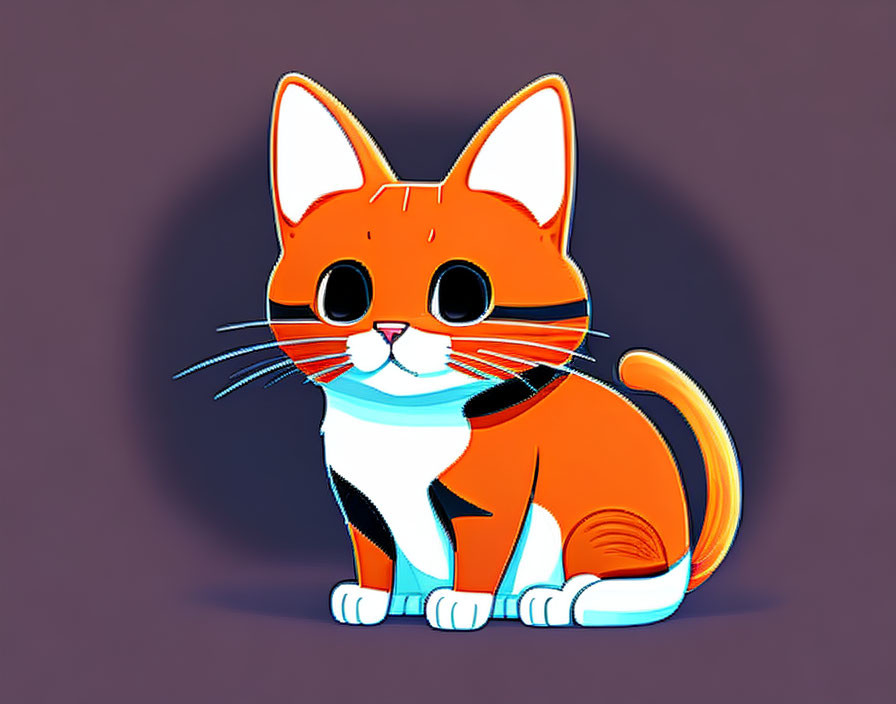 Orange and White Cat Illustration with Prominent Whiskers and Expressive Eyes