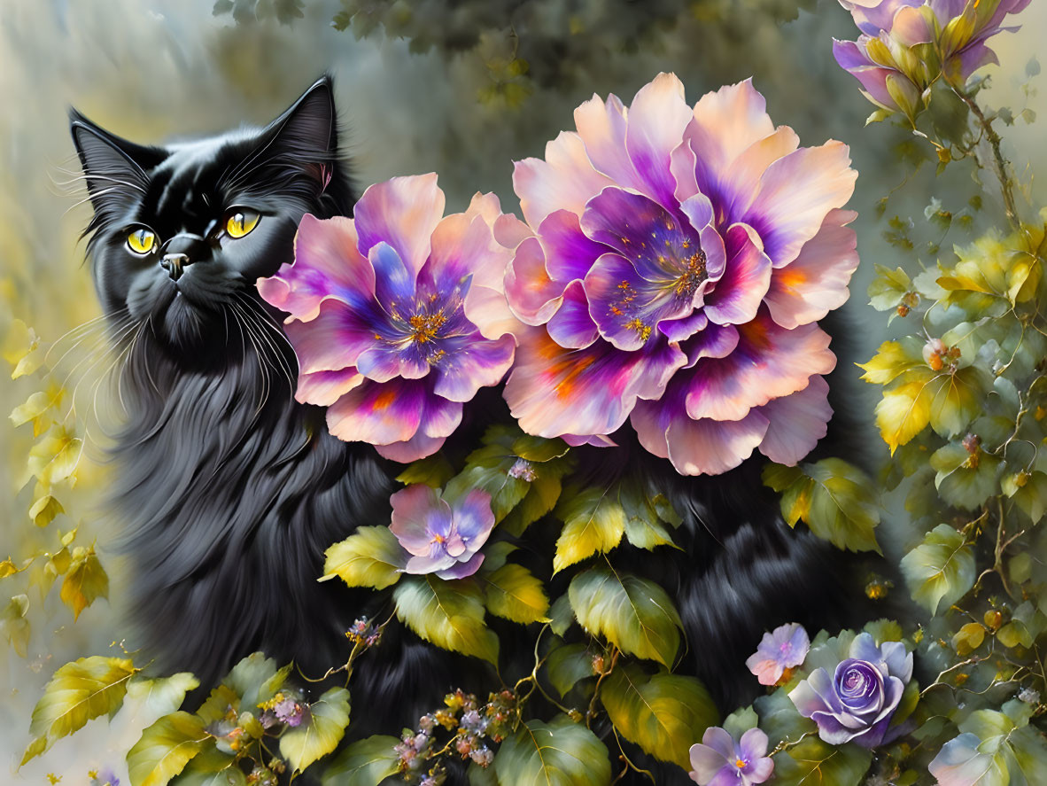 Cat in flowers 2
