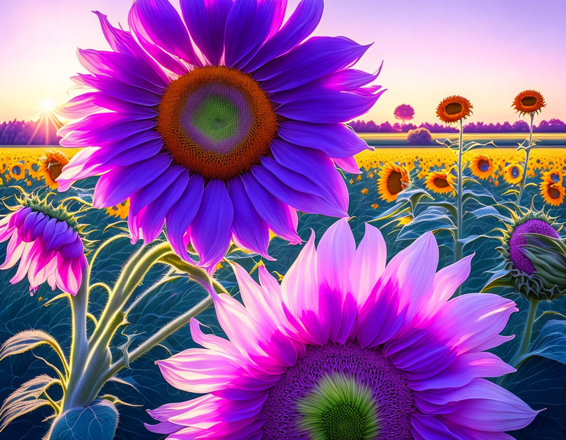 Purple Sunflowers