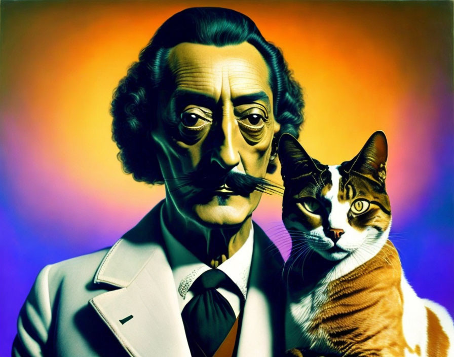 Salvador Dali With Cat