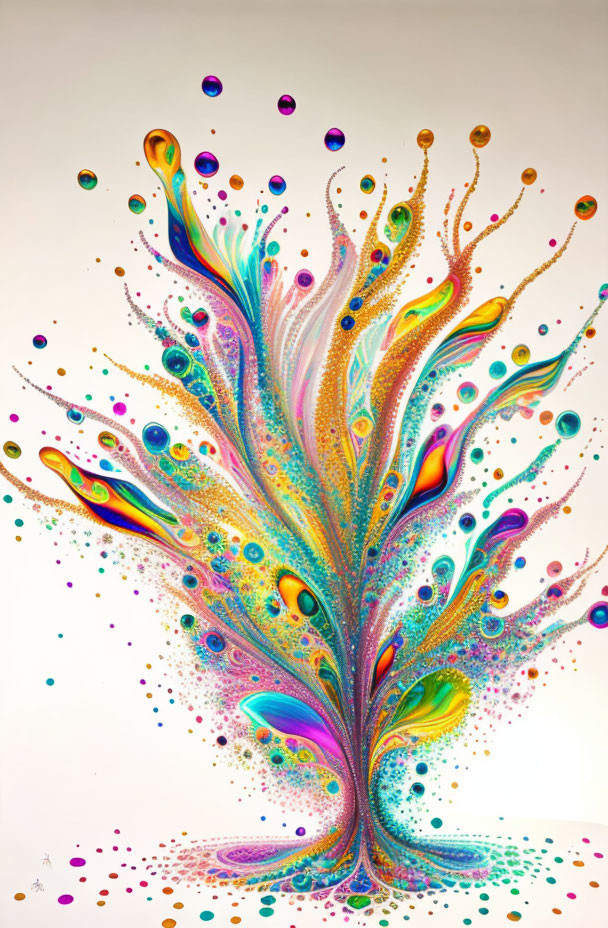 Colorful Abstract Artwork: Tree-Inspired Swirls & Droplets