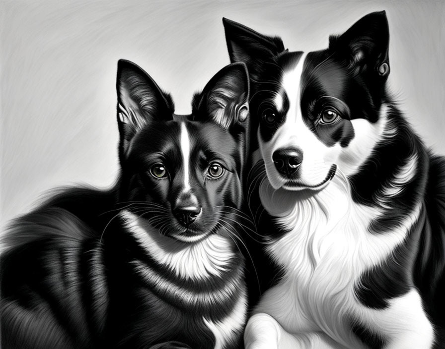 Black and white dogs 