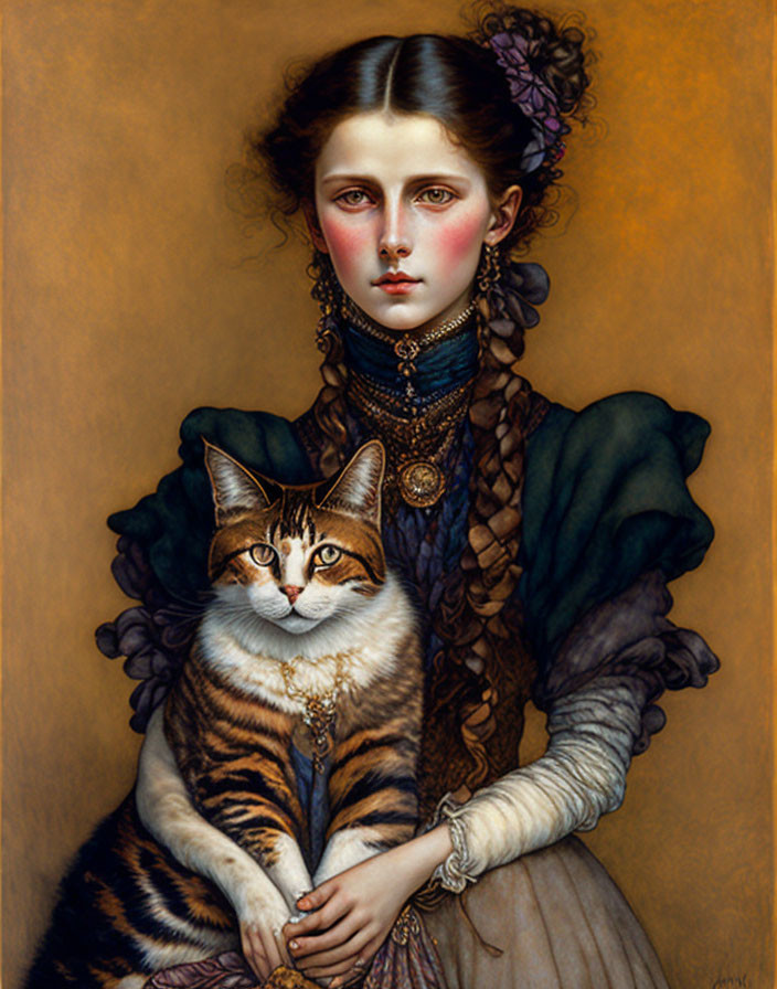 Lady and cat