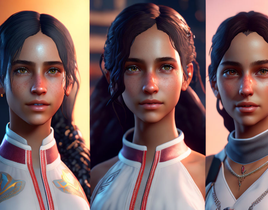 Close-up Female Character Renders: Varied Expressions & Lighting