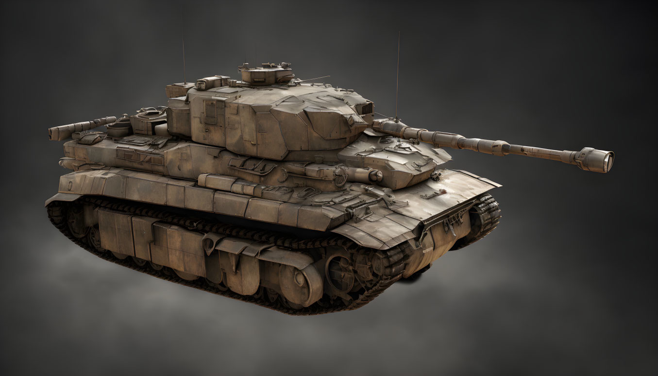 Modern Main Battle Tank 3D Rendering with Camouflaged Exterior