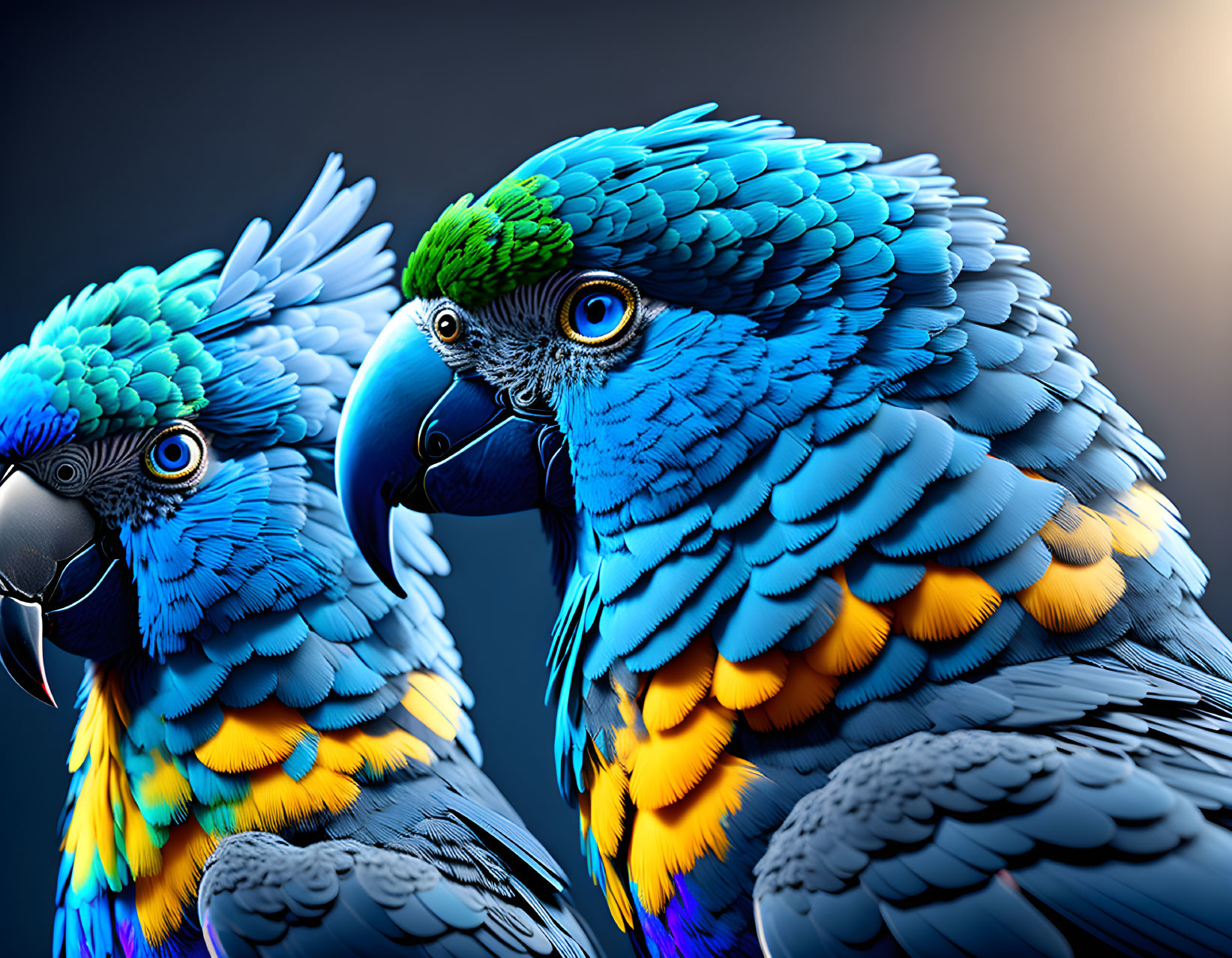 Two blue parrots 