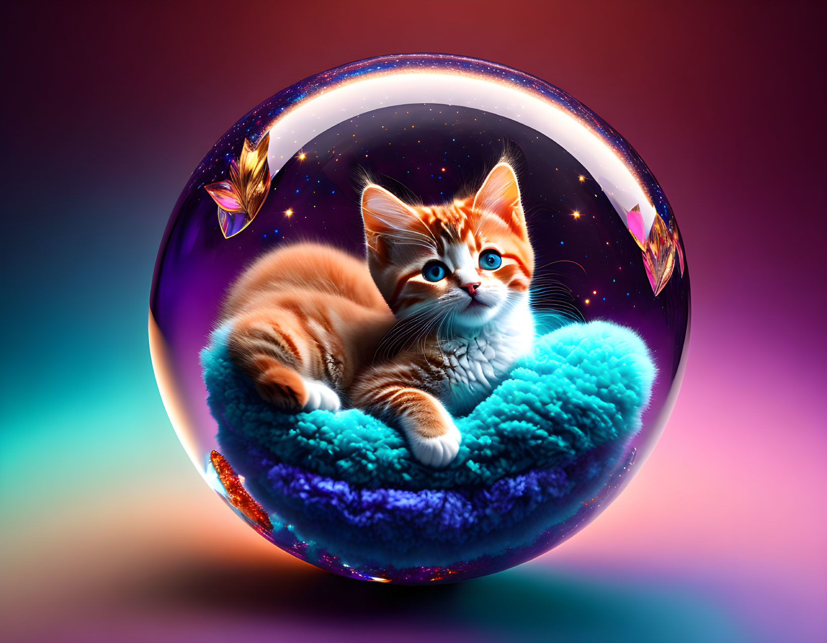 Kitten in sphere