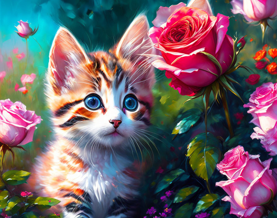 Kitty in a rose's garden - Yossi Kotler style