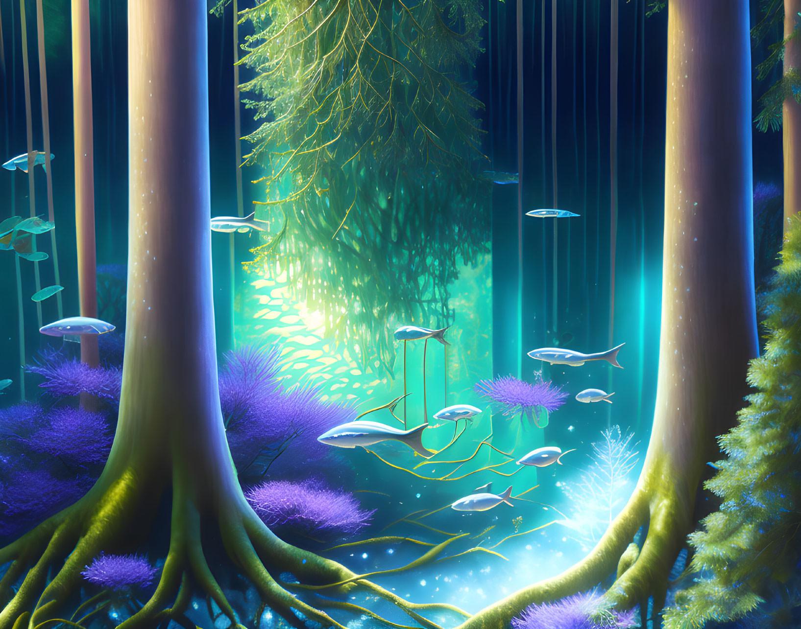 Forest under water