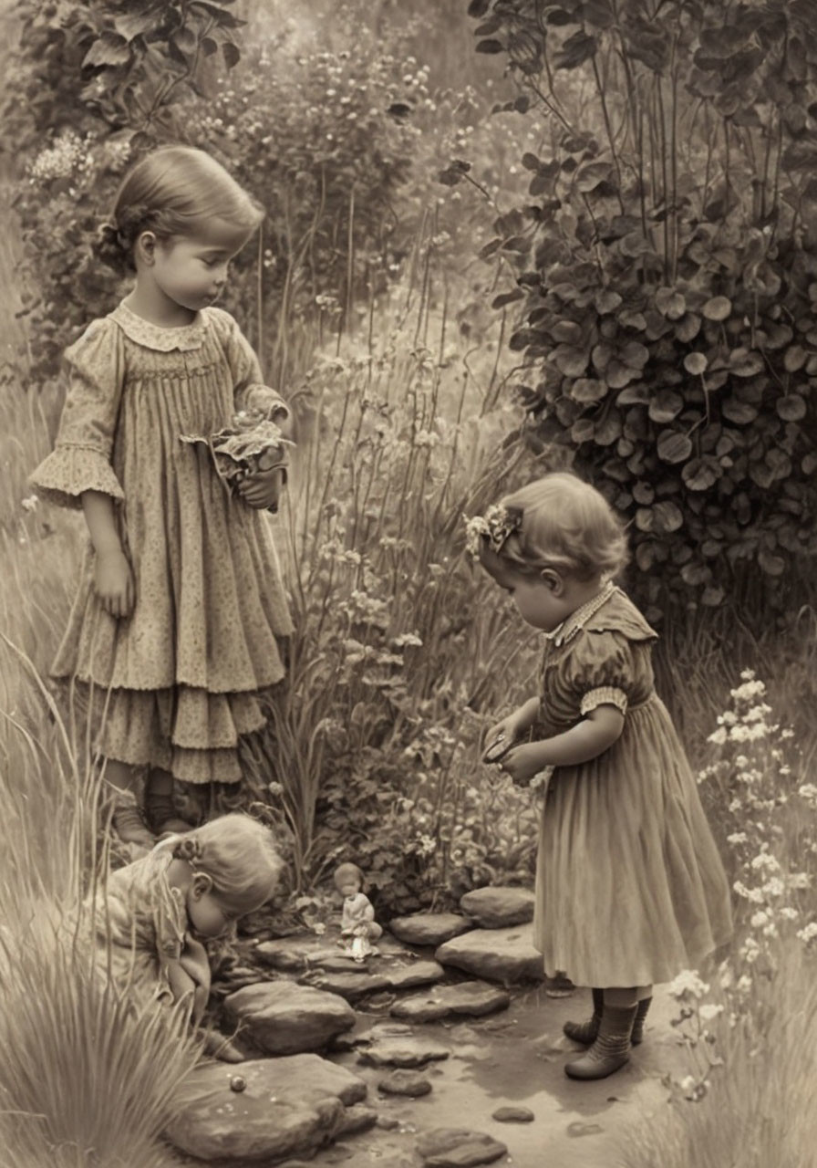 Vintage Shabby Chic - Children in the Garden