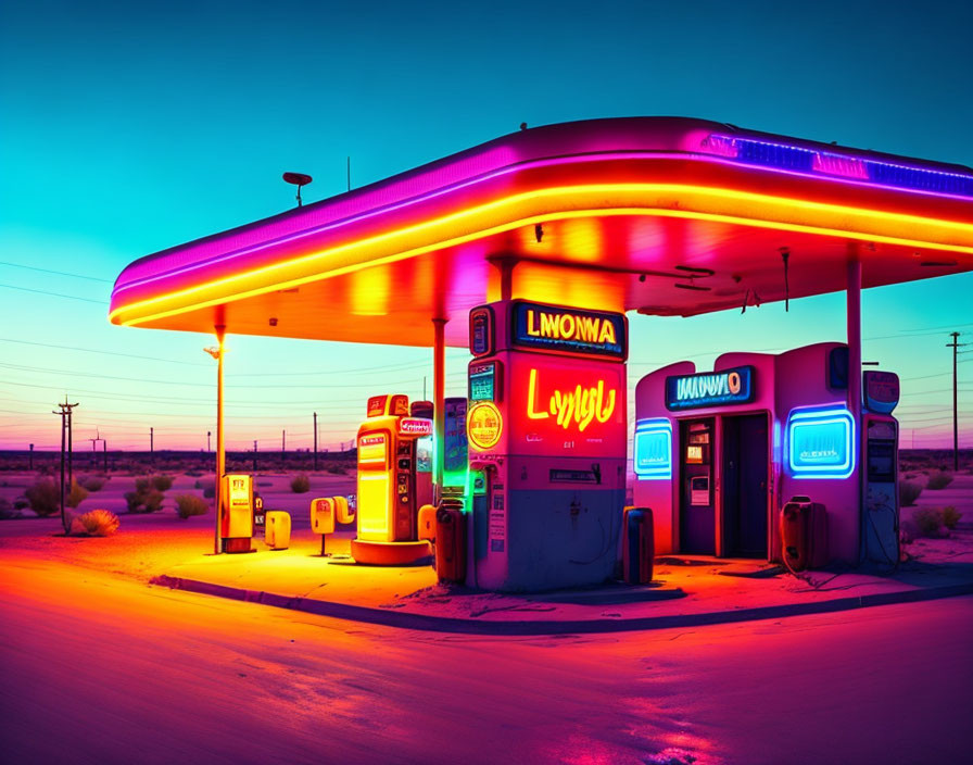 a broken down gas station in a dusty town in the m