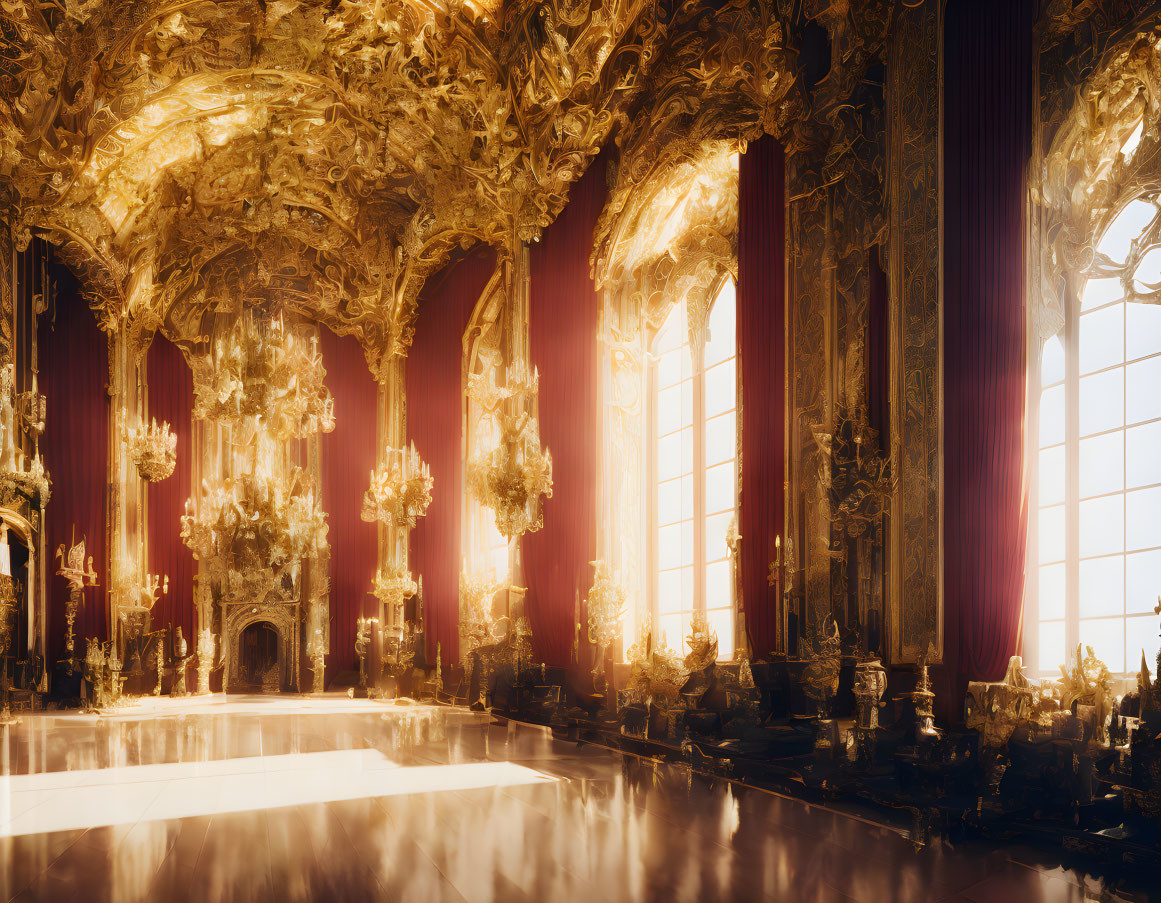 Imperial hallway with warm light effect