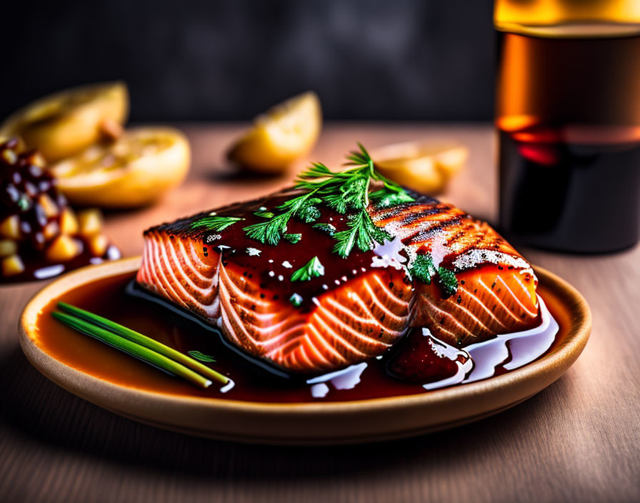 Salmon with teriyaki sauce 