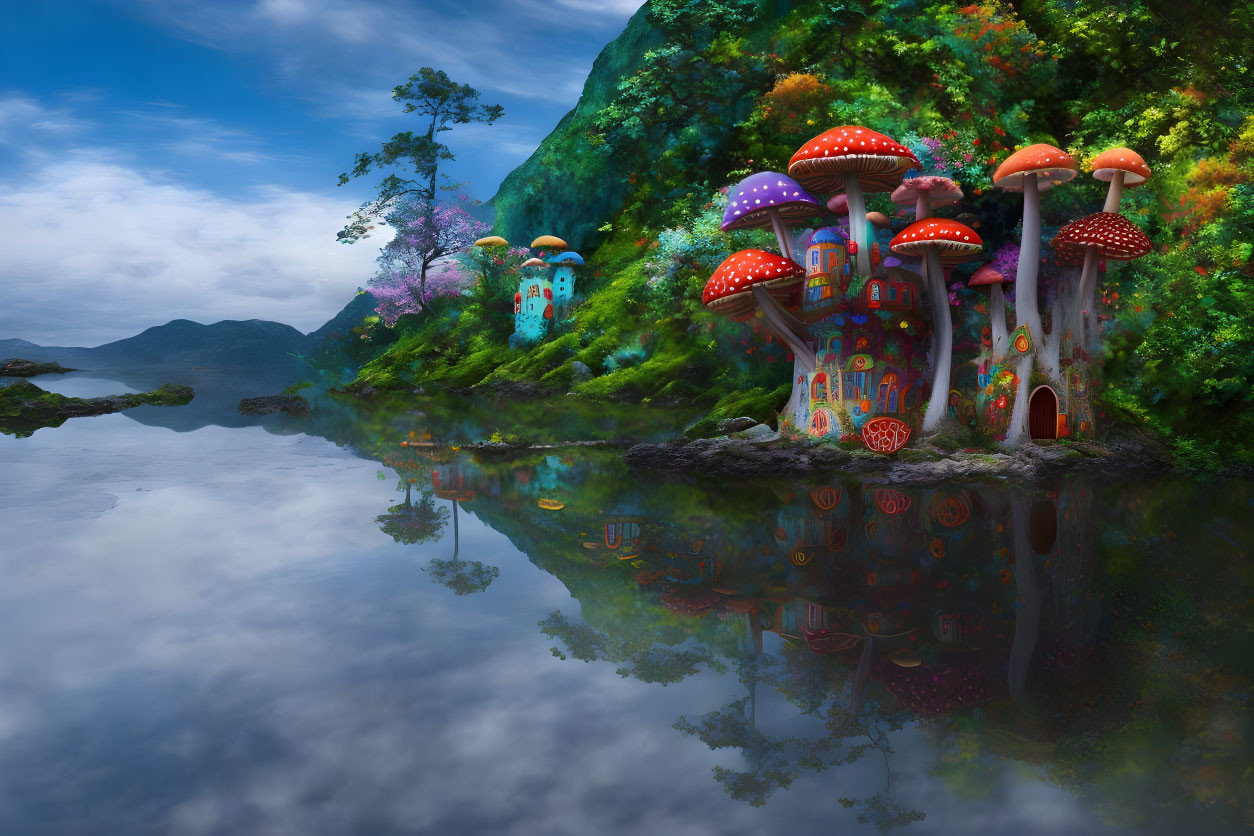 colorful mushroom castle
