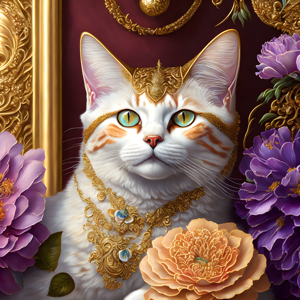 fantasy cat with flowers