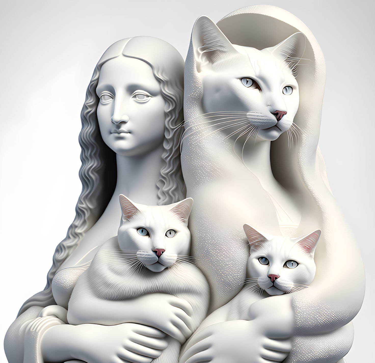   Mona Lisa and her white cat