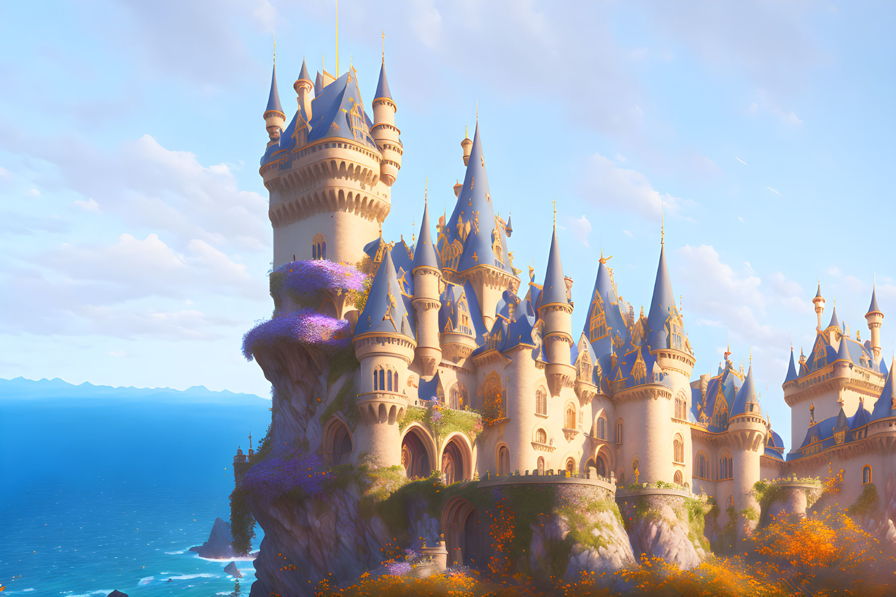beautiful castle, subtly colored, melancholic, pho
